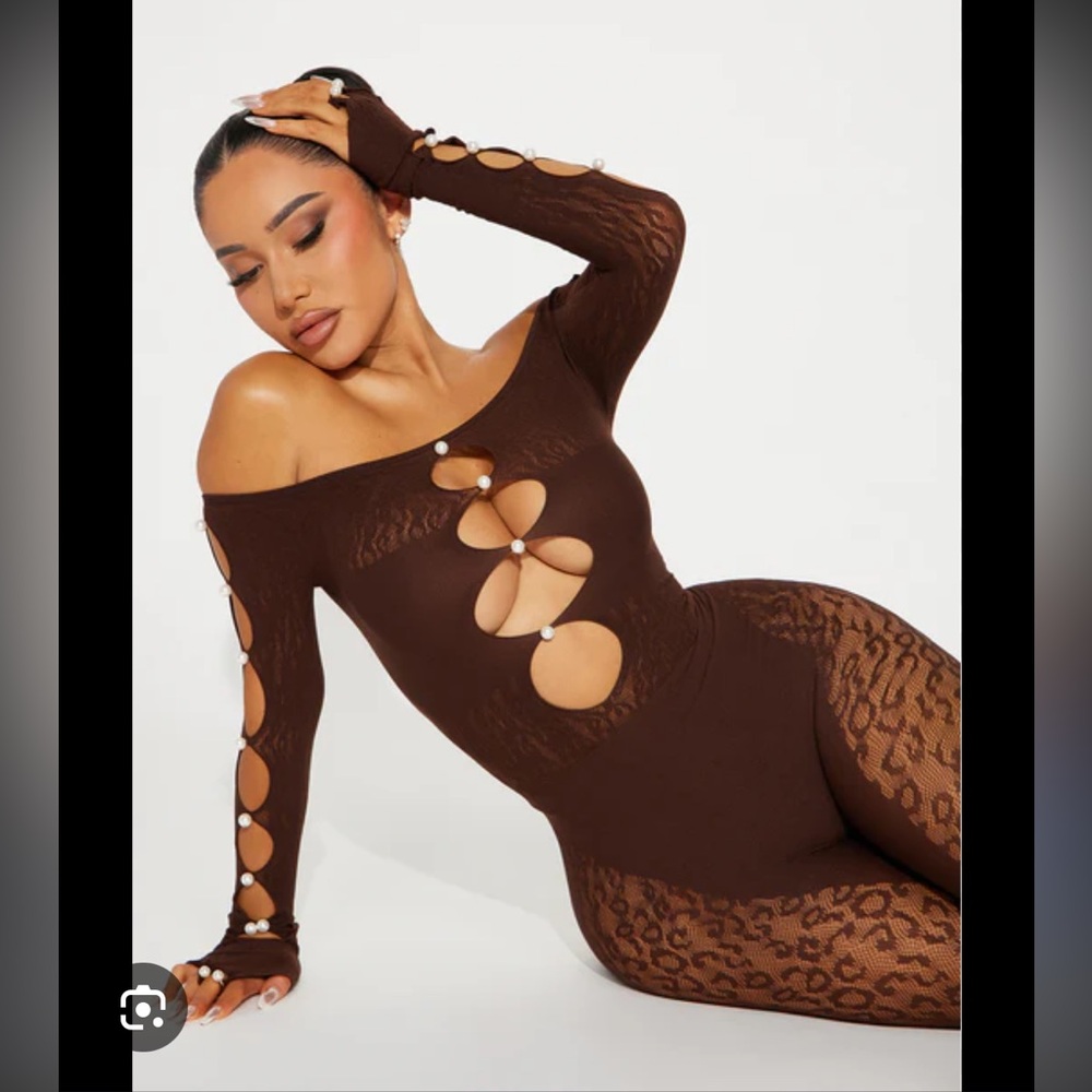 Fashion Nova brown sierra seamless jumpsuit